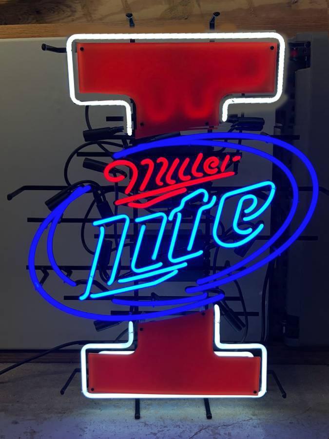 Custom Miller Liter Illinois Fighting Illini NCAA Sports Neon Sign Tube Neon Light Tube Neon Light