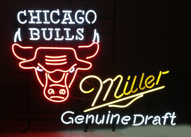 Custom Miller Genuine Draft Chicago Bulls NBA Sports Neon Sign Real Neon Light