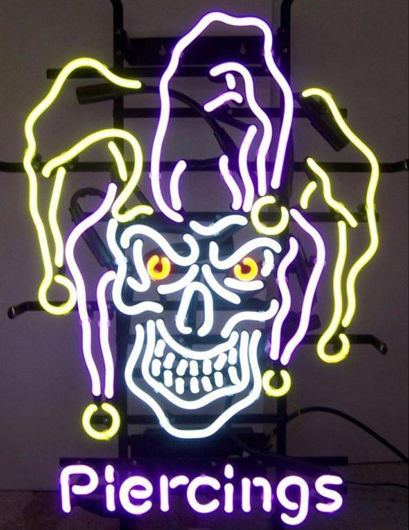 Custom Jester Skull Piercings Neon Sign Real Neon Light