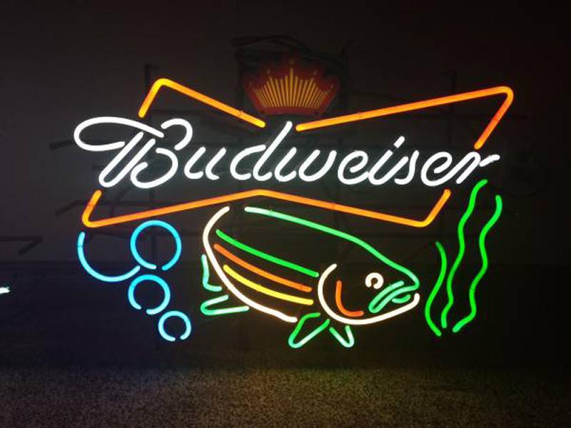 Custom Budweiser Fish Neon Sign Real Neon Light