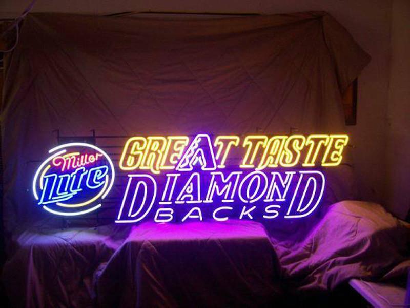 Custom Miller lite Great Taste Diamond Backs Neon Sign Real Neon Light