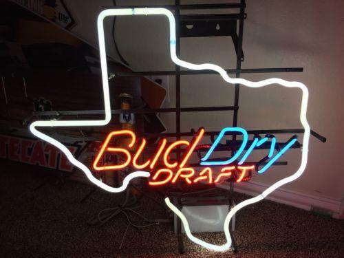 Custom Bud Dry Draft Texas Neon Sign Real Neon Light