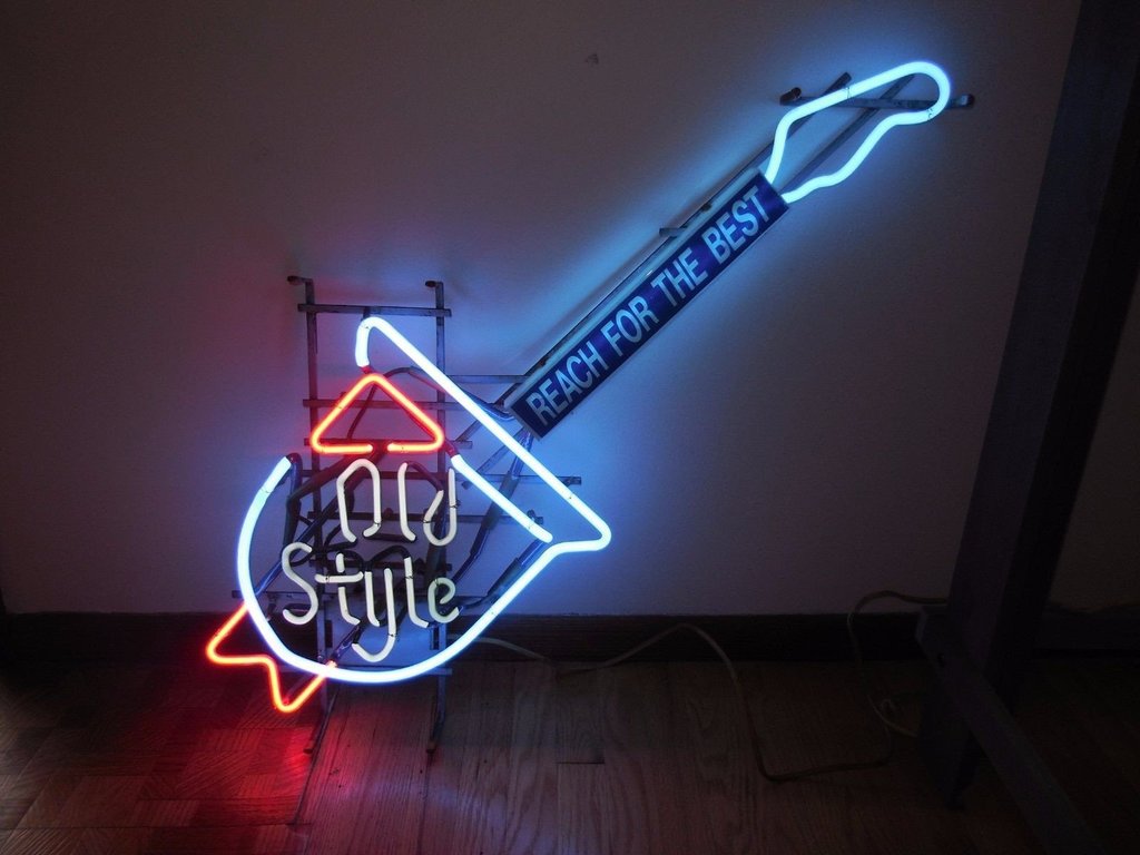 Custom Old Style Beer Guitar Neon Sign Real Neon Light