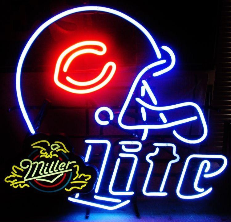 Custom Miller Lite Chicago Bears Helmet Neon Sign NFL Teams Neon Light