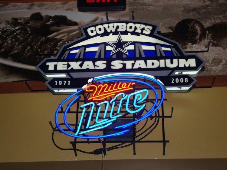 Custom Miller Lite Dallas Cowboys Neon Sign NFL Teams Neon Light Texas Stadium