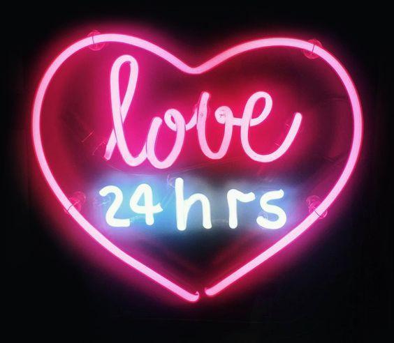 Custom Love 24 Hours Heart Neon Sign Real Neon Light Z1190