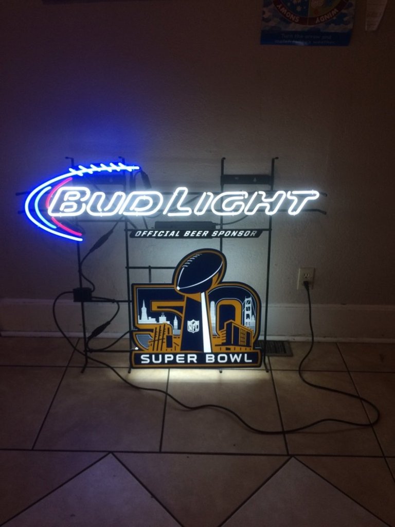 Custom Bud Light Super Bowl 50 Neon Sign NFL Teams Neon Light Real Neon Light