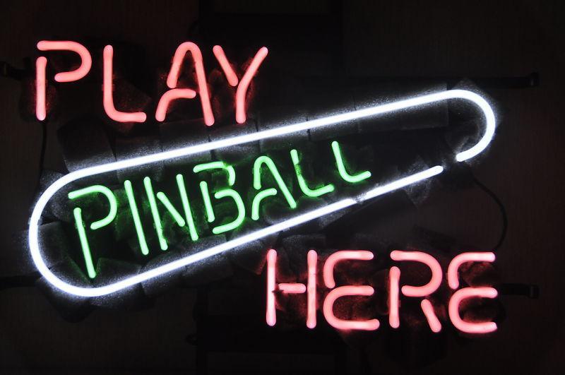 Custom Play Pinball Here Neon Sign