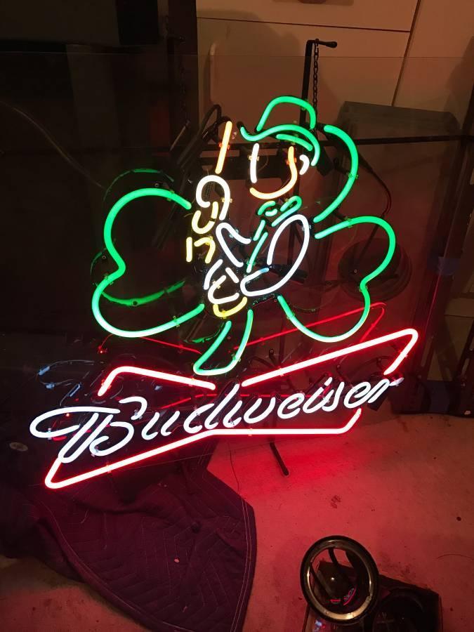 Custom Budweiser Clover With Leprechaun Neon Sign Tube Neon Light
