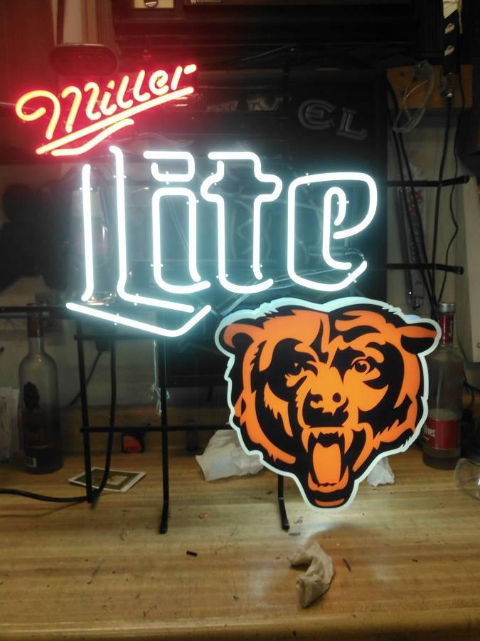 Custom Miller Lite Chicago Bears Neon Sign Tube Neon Light
