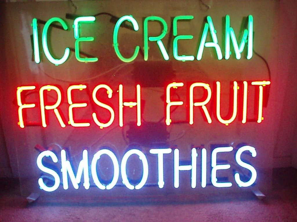 Custom Ice Cream Fresh Fruit Smoothies Neon Sign Tube Neon Light