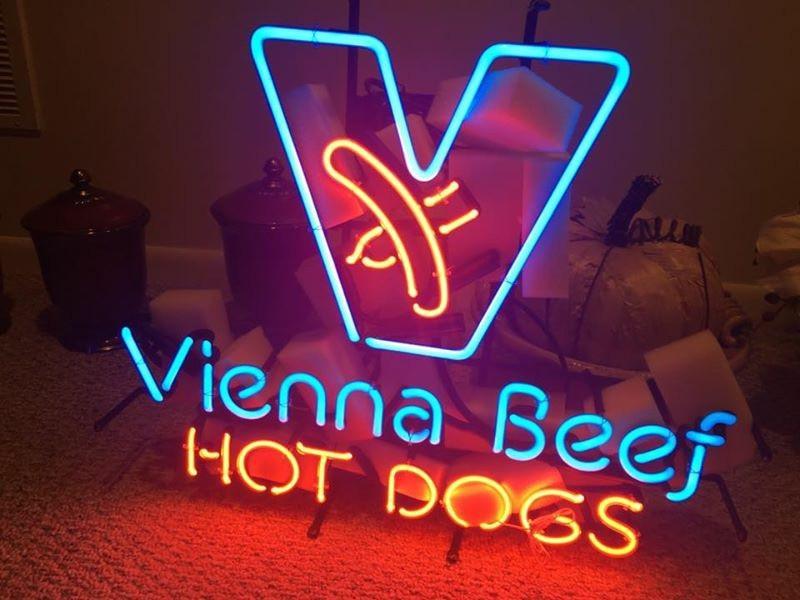 Custom Vienna Beef Hot Dogs Neon Sign Real Neon Light