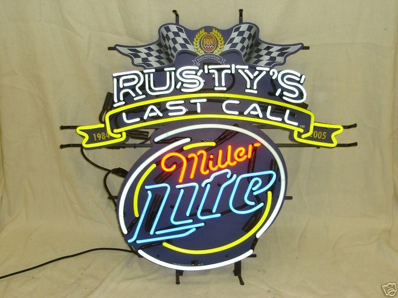 Custom Miller Lite Rusty's Last Call Neon Sign Real Neon Light