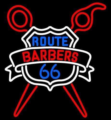 Custom Route Barbers 66 Logo Neon Sign Real Neon Light