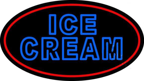 Custom Blue Double Stroke Ice Cream With Red Neon Sign Real Neon Light