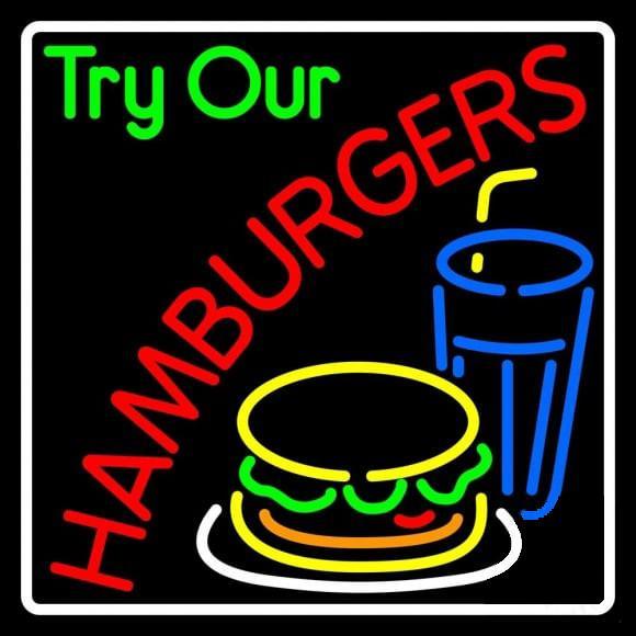Custom Try Our Hamburgersg Neon Sign Real Neon Light