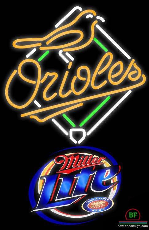 Custom Miller Lite Baltimore Orioles Neon Sign MLB Teams Neon Light