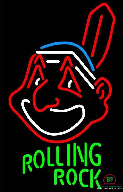 Custom Rolling Rock Cleveland Indians Neon Sign MLB Teams Neon Light