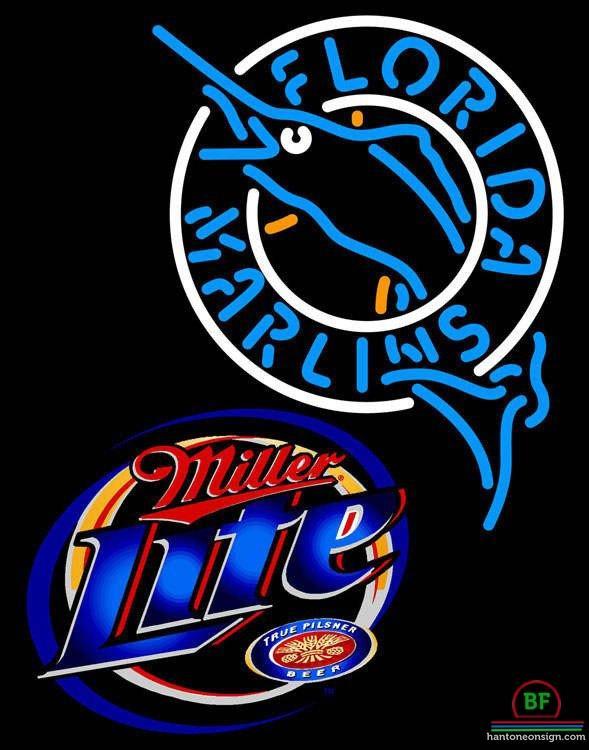 Custom Miller Lite Florida Miami Marlins Neon Sign MLB Teams Neon Light