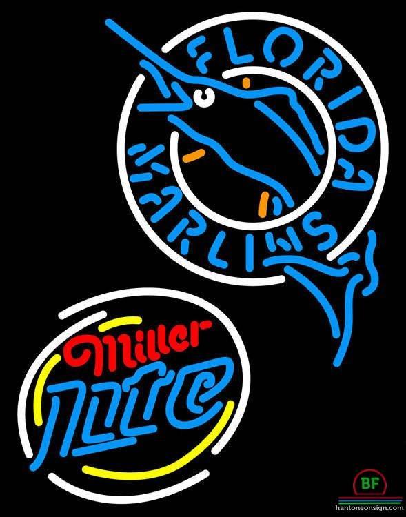 Custom Miller Lite Florida Miami Marlins Neon Sign MLB Teams Neon Light
