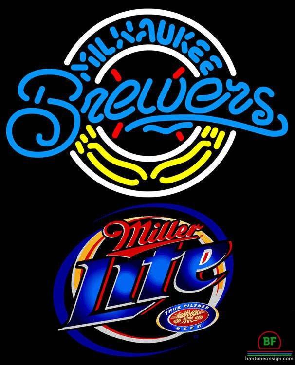 Custom Miller Lite Milwaukee Brewers Neon Sign MLB Teams Neon Light