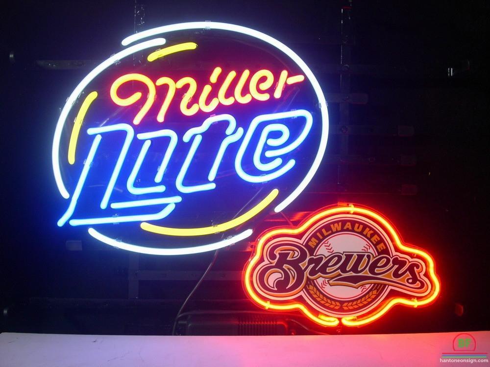 Custom Miller Lite Milwaukee Brewers Neon Sign MLB Teams Neon Light