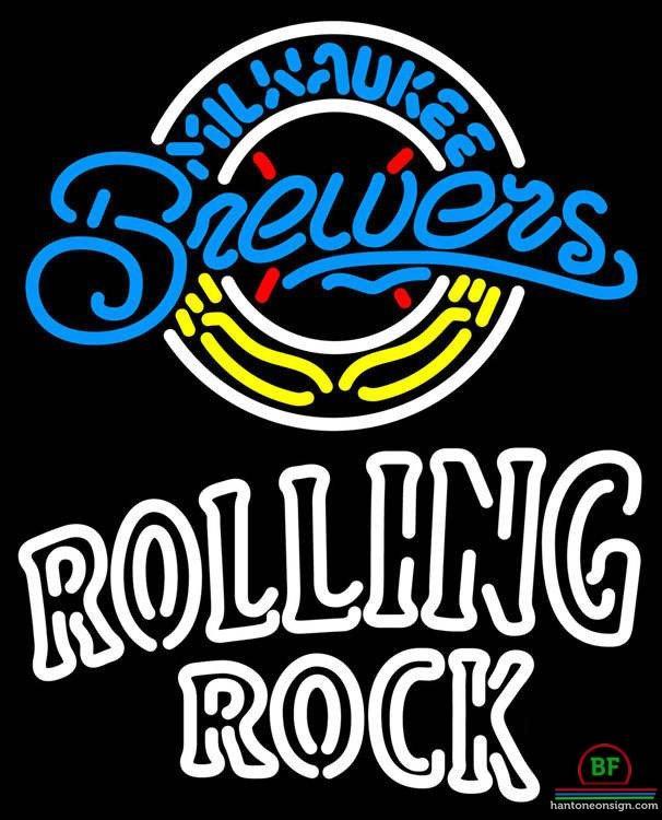 Custom Rolling Rock Milwaukee Brewers Neon Sign MLB Teams Neon Light