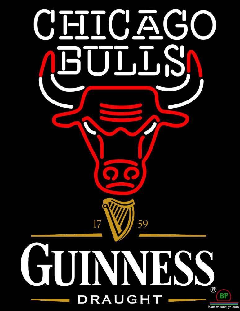 Custom Guinness Draught Chicago Bulls Neon Sign NBA Teams Neon Light