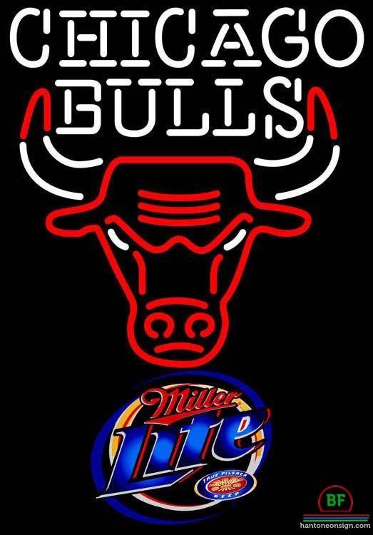 Custom Miller Lite Chicago Bulls Neon Sign NBA Teams Neon Light