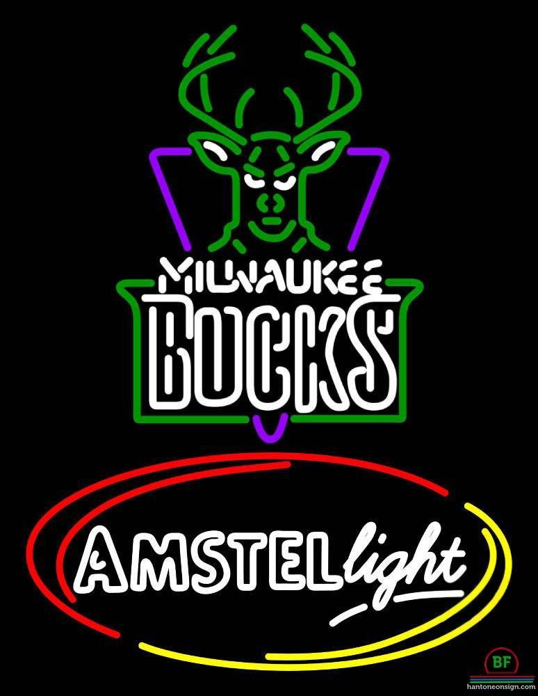 Custom Amstel Light Milwaukee Bucks Neon Sign NBA Teams Neon Light