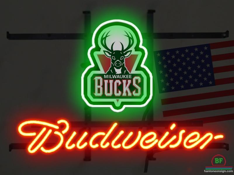 Custom Budweiser Milwaukee Bucks Neon Sign NBA Teams Neon Light