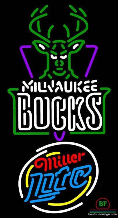 Custom Miller Lite Milwaukee Bucks Neon Sign NBA Teams Neon Light
