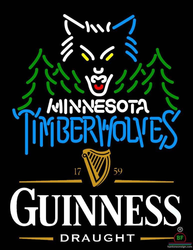 Custom Guinness Draught Minnesota Timber Neon Sign NBA Teams Neon Light