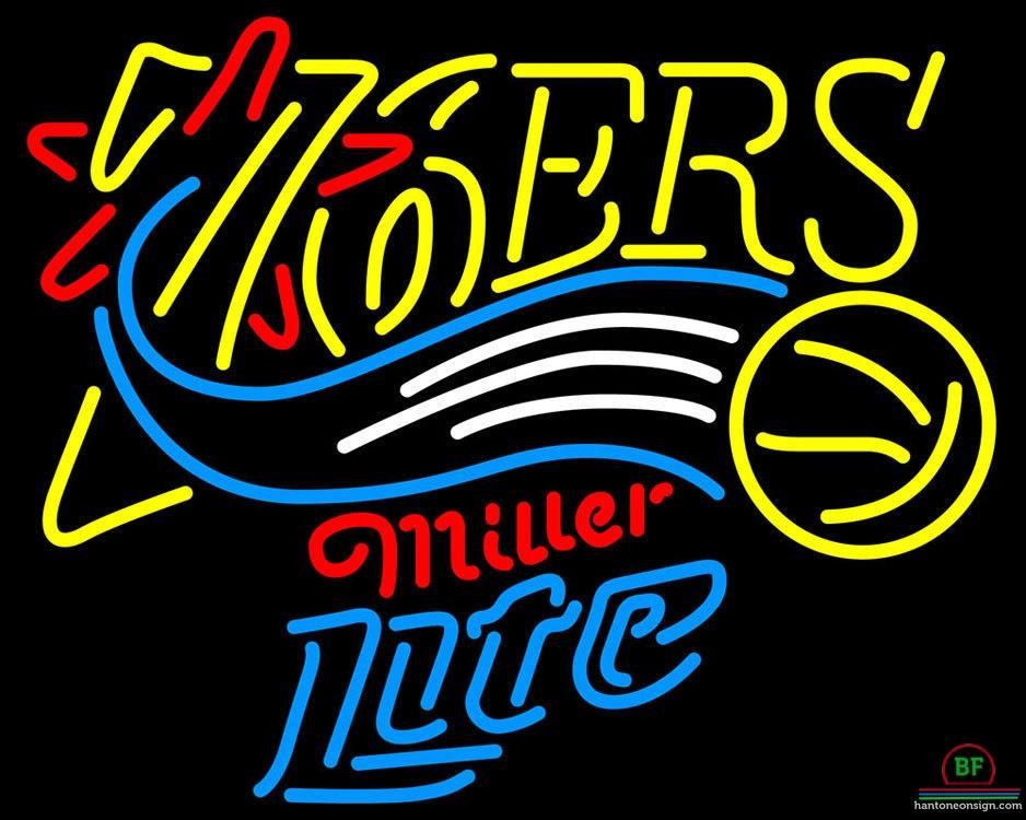Custom Miller Lite Philadelphia 76ers Neon Sign NBA Teams Neon Light
