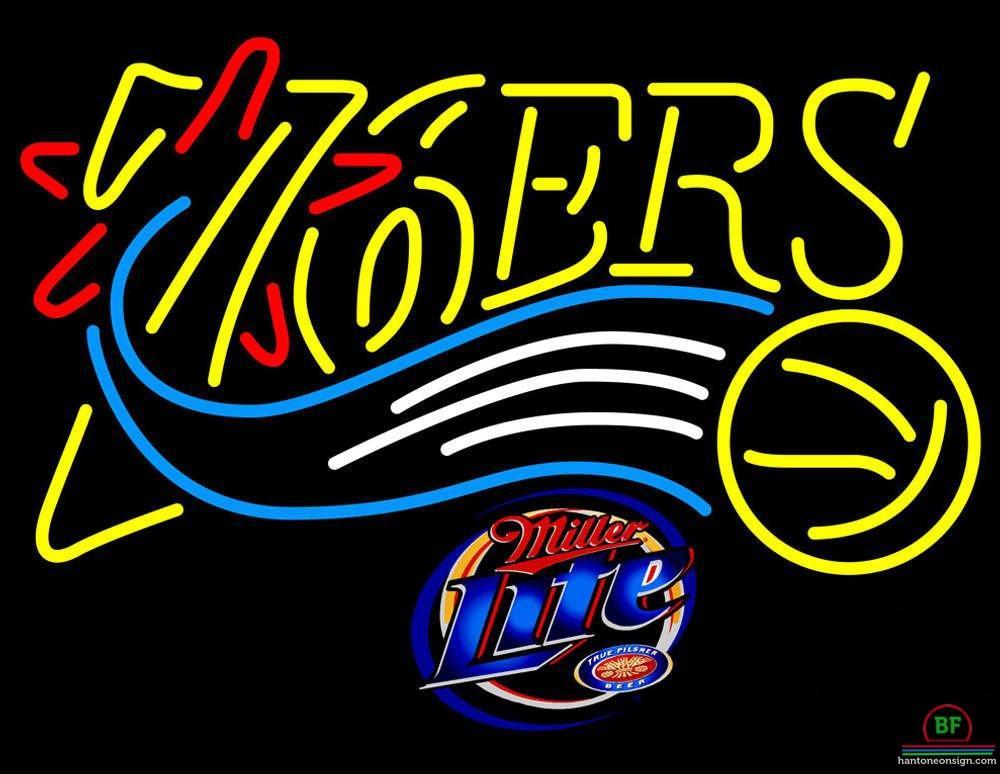 Custom Miller Lite Philadelphia 76ers Neon Sign NBA Teams Neon Light