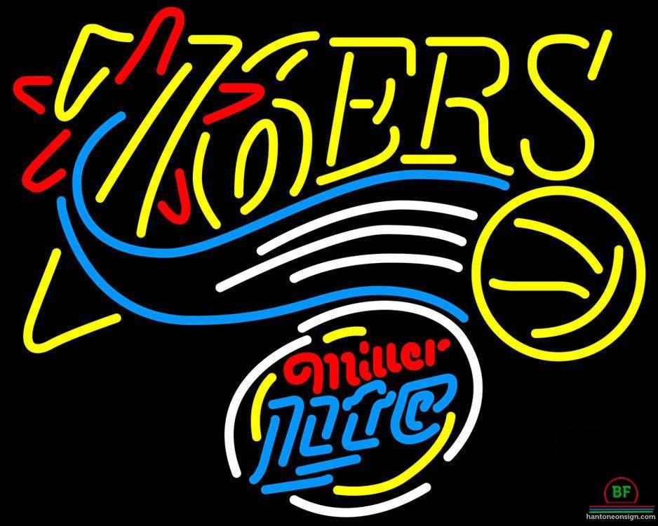 Custom Miller Lite Philadelphia 76ers Neon Sign NBA Teams Neon Light