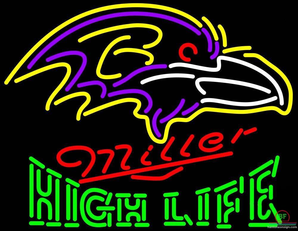 Custom Miller High Life Baltimore Ravens Neon Sign NFL Teams Neon Light