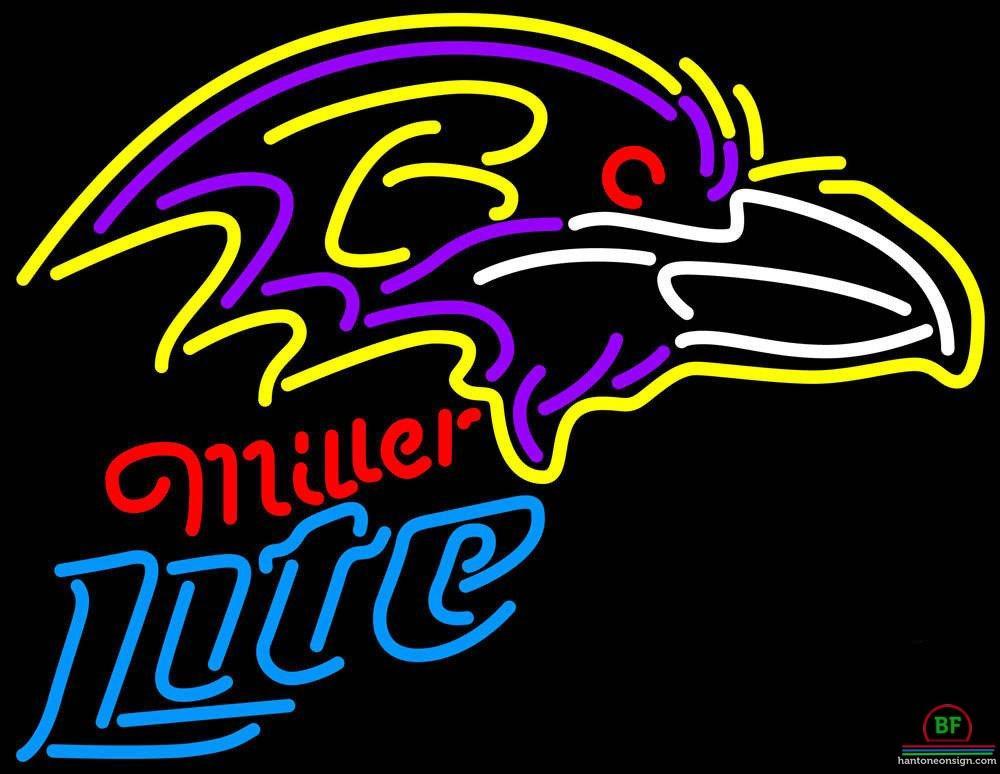 Custom Miller Lite Baltimore Ravens Neon Sign NFL Teams Neon Light