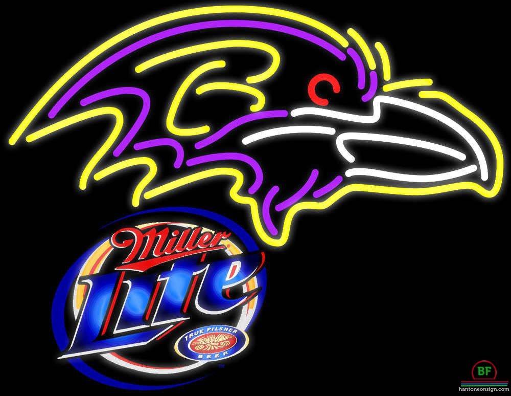 Custom Miller Lite Baltimore Ravens Neon Sign NFL Teams Neon Light