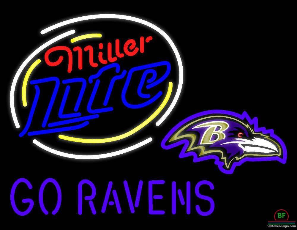 Custom Miller Lite Go Baltimore Ravens Neon Sign NFL Teams Neon Light