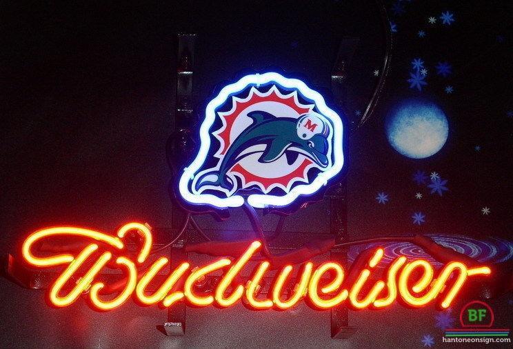 Custom Budweiser Miami Dolphins Neon Sign NFL Teams Neon Light