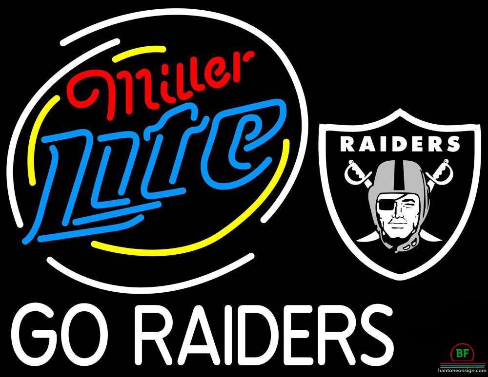 Custom Miller Lite Oakland Raiders Go Raiders Neon Sign NFL Teams Neon Light