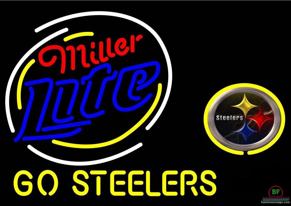Custom Miller Lite Pittsburgh Steelers Go Steelers Neon Sign NFL Teams Neon Light