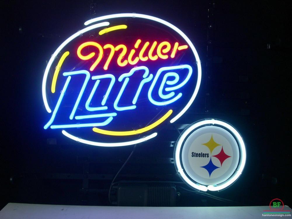 Custom Miller Lite Pittsburgh Steelers Neon Sign NFL Teams Neon Light