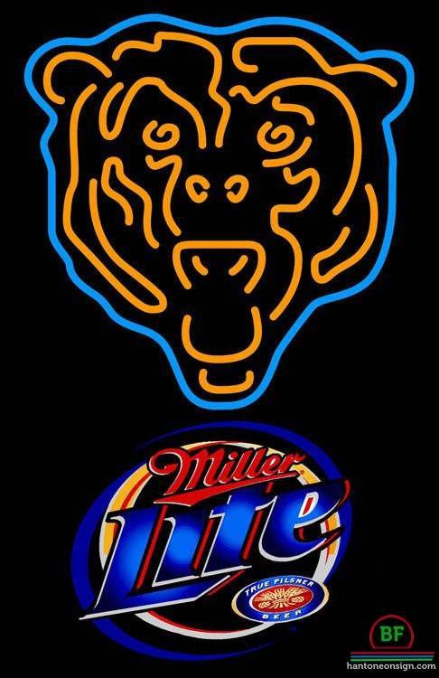 Custom Miller Lite Chicago Bears Neon Sign NFL Teams Neon Light