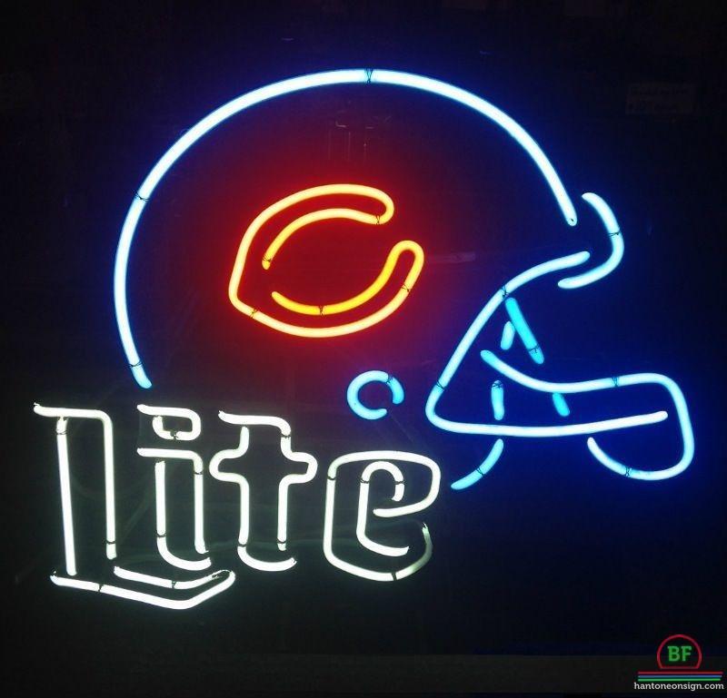 Custom Miller Lite Chicago Bears Helmet Neon Sign NFL Teams Neon Light
