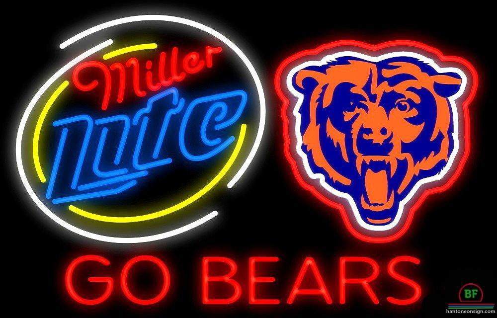 Custom Miller Lite Chicago Bears Go Bears Neon Sign NFL Teams Neon Light
