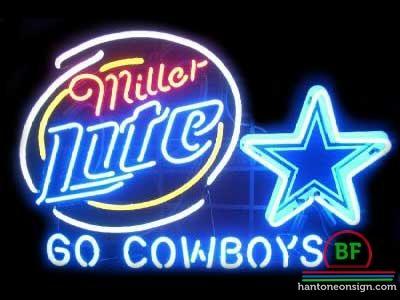 Custom Miller Lite Dallas Cowboys Go Cowboys Neon Sign NFL Teams Neon Light