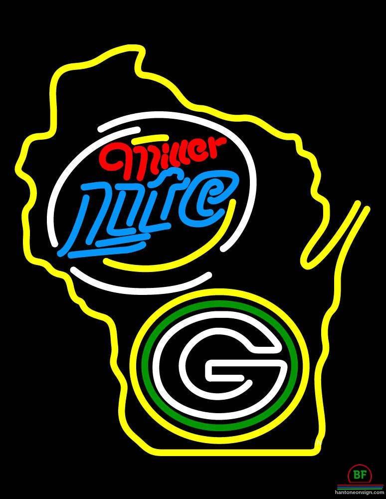 Custom Miller Lite Green Bay Packers Neon Sign NFL Teams Neon Light