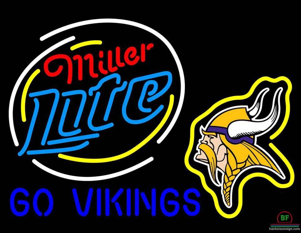 Custom Miller Lite Minnesota Vikings Go Vikings Neon Sign NFL Teams Neon Light